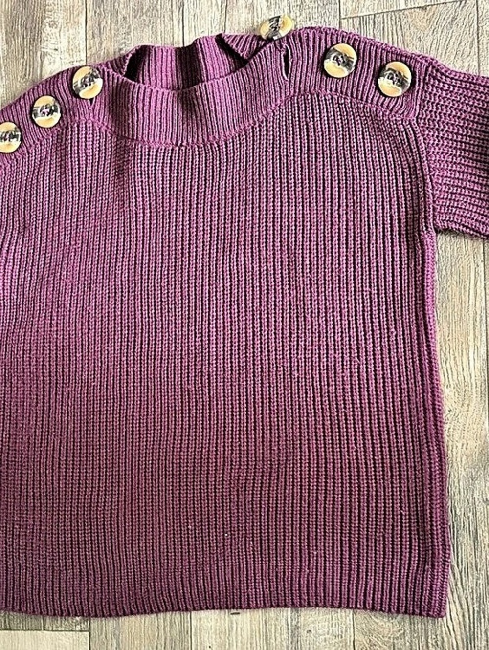 Purple Button Shoulder Sweater Like New